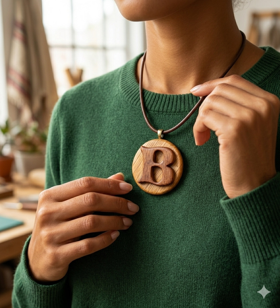 The Bespoke Bloom | Handcrafted Alphabetical Wood Pendant