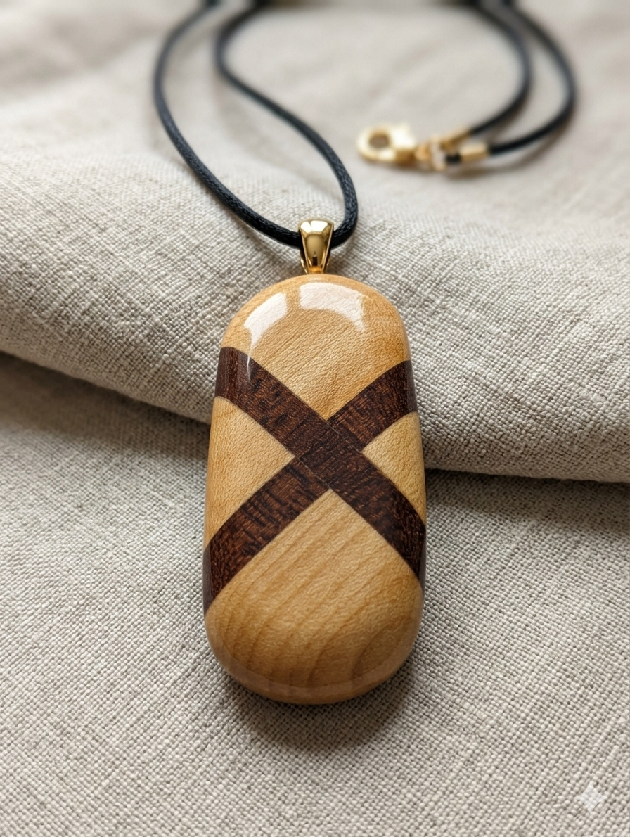 The Equilibrium Pendant – Handcrafted Inlaid Wood Necklace