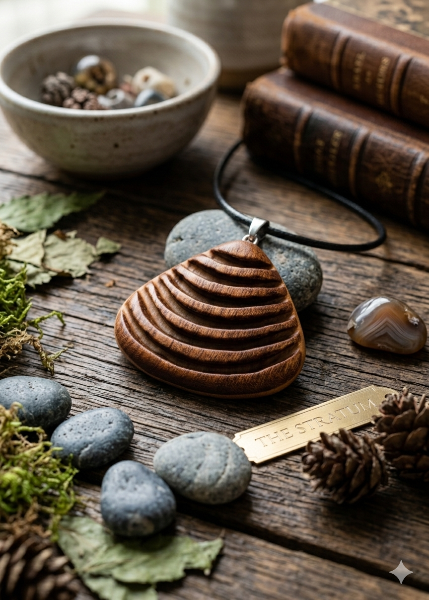 The Stratum | Hand-Carved Artisan Wooden Pendant